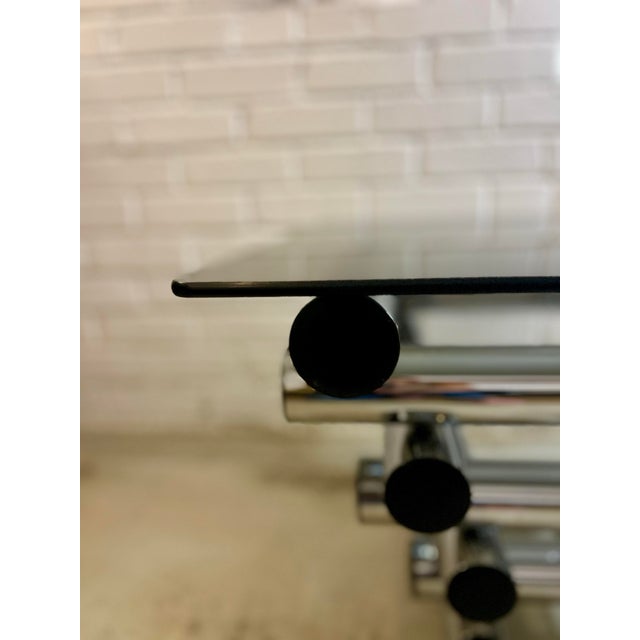 1970s Postmodern Chrome & Smoked Glass Three-Tier Étagère, in the Style of Pace Collection For Sale In Los Angeles - Image 6 of 10