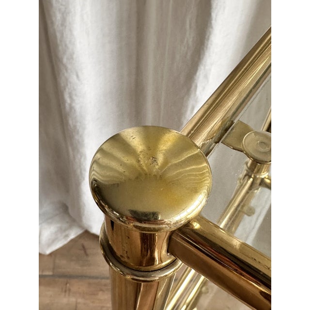 Metal Brass-Plating & Glass Four-Tier Shelf, 1970s For Sale - Image 7 of 10