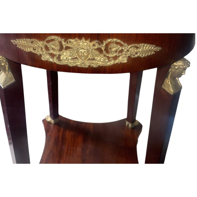Late 19th Century French Empire Style Marble-Top Side Table With Bronze Mounts For Sale - Image 4 of 9