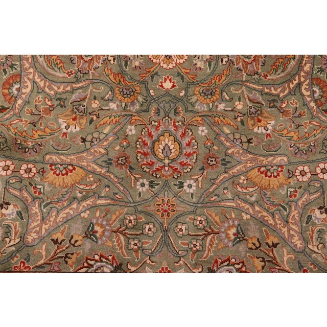 Floral 1990's Pak-Persian Green/Ivory Wool Rug - 8'11'' X 12'3'' For Sale - Image 4 of 9