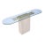 1980s Maitland-Smith Style Brass and Glass Travertine Stone Pedestal Console Table For Sale - Image 5 of 11