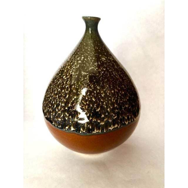 Mid-Century Modern Mid 20th Century David Holleman Signed Drip Glaze Stoneware Weed Vase For Sale - Image 3 of 5