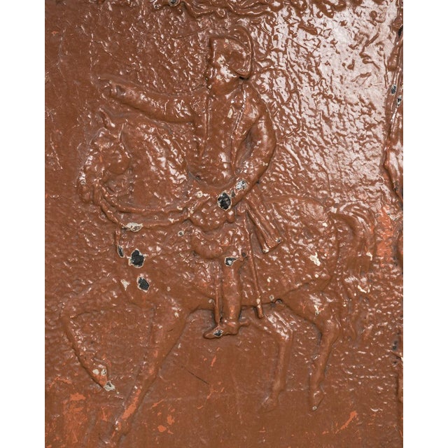 Antique Napoleon on Horseback Cast Iron Fireback with Brown Enamel Finish For Sale - Image 3 of 7