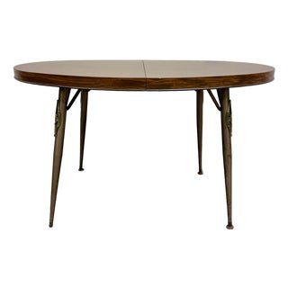 Vintage Mid Century Modern Folding Laminate Top Oval Dining Table For Sale