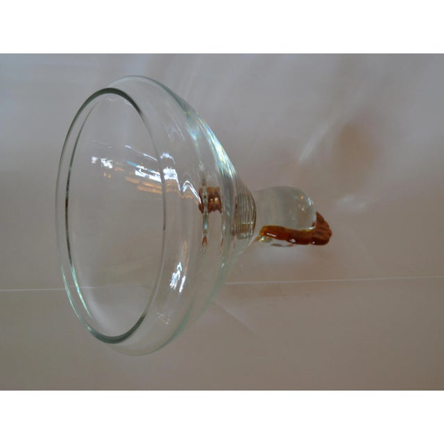 Glass Clear & Amber Blown Glass Punch Bowl Vessel With Lid & Chicken Top by Makora Krosno For Sale - Image 7 of 11