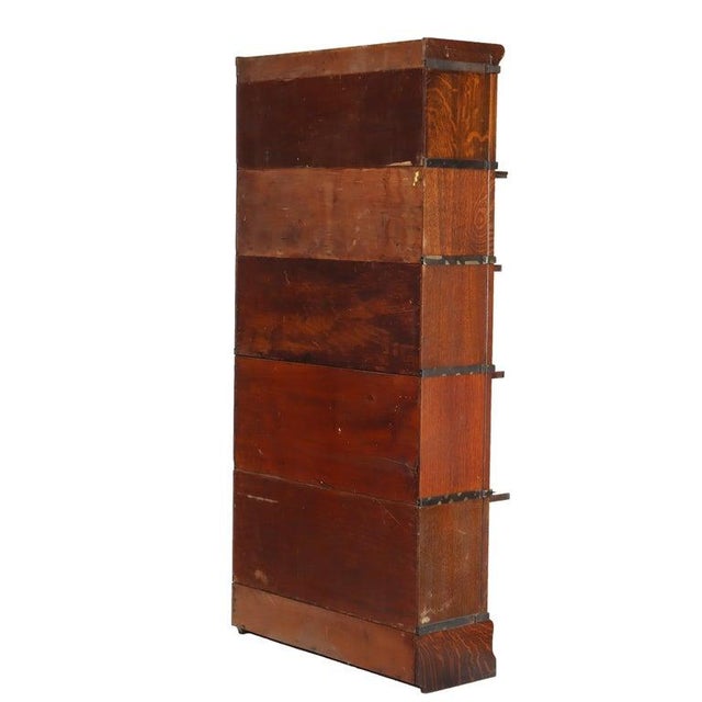 Antique Globe Wernicke Arts & Crafts Oak Five Stack Barrister Bookcase C1920 For Sale - Image 10 of 13