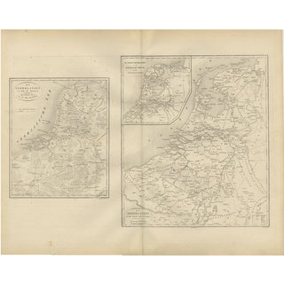 Historical Map of the Netherlands, 1876 For Sale