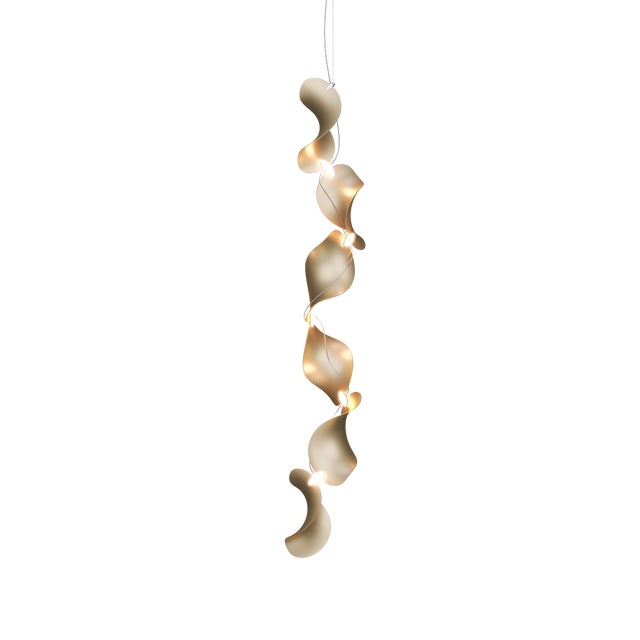 Dune 6 Vertical Line Pendant Light with Shades in Gold Metallic Tone by Daniel Becker for Moss Objects For Sale - Image 9 of 9
