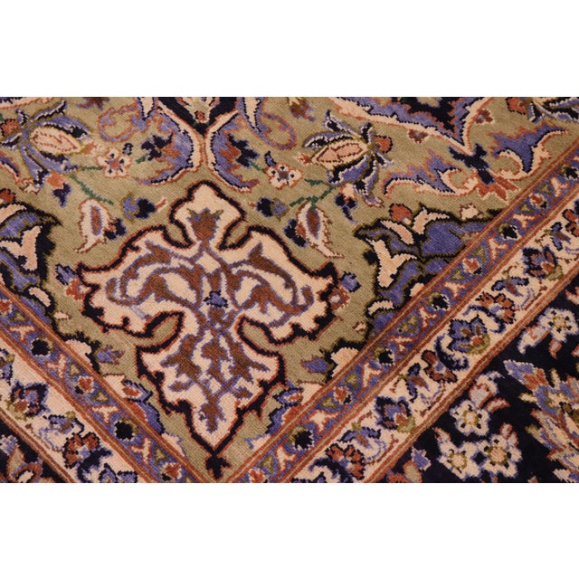 1960s 9x13 Hand-Knotted Oriental Rug Navy Field Ivory Accent For Sale In New York - Image 6 of 8