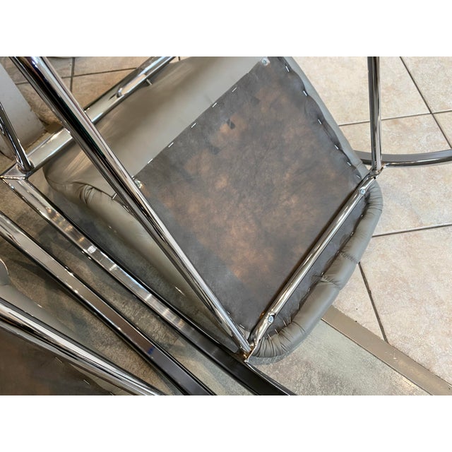 Souvignet Folding Armchairs in Grey Chrome Leather, 1980, Set of 2 For Sale - Image 15 of 18