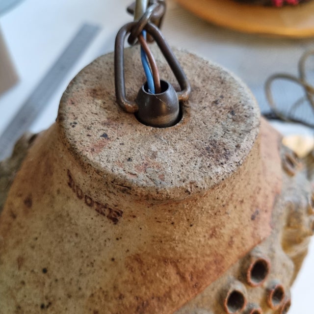 Brown 1960s Bernard Rooke Brutalist Stoneware Pendant Lamp 1960s England For Sale - Image 8 of 8