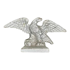 Antique 19th Century Silver Painted Cast Iron Eagle Architectural Element