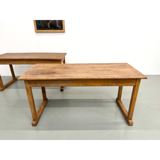 Vintage Beech Community Tables, 1950s, Set of 2 For Sale - Image 3 of 18