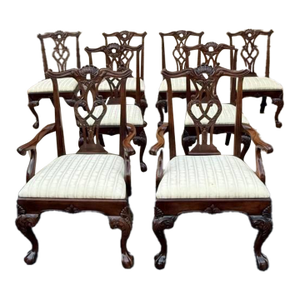 Late 20th Century Henredon Furniture Rittenhouse Collection, Set of Eight Chippendale Style Mahogany Dining Chairs