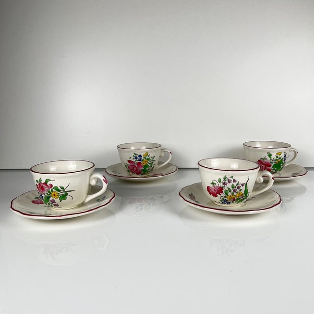 Coffee Cups with Saucers from KG Lunéville, 1950s, Set of 4 For Sale - Image 9 of 12