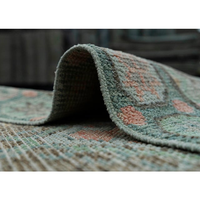 Teal Turkish Oushak Rug 2'9" x 8'7" #20033 For Sale - Image 8 of 8