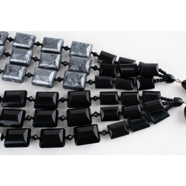 Angela Caputi Multi-Strand Resin Choker Necklace Black and Pearlized Gray For Sale - Image 10 of 12