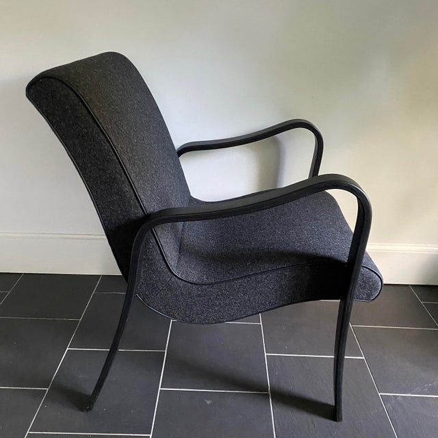 Thonet Vintage Bentwood Thonet Armchair Upholstered in Wool For Sale - Image 4 of 7