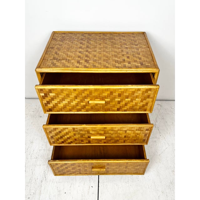 Vintage Woven Rattan 3 Drawer Chest For Sale In Tampa - Image 6 of 12
