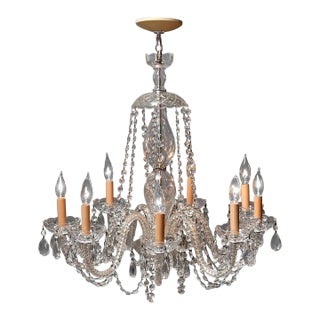 Oversized Vintage Continental Cut & Strung Nine-Light Chandelier, Circa 1910 For Sale