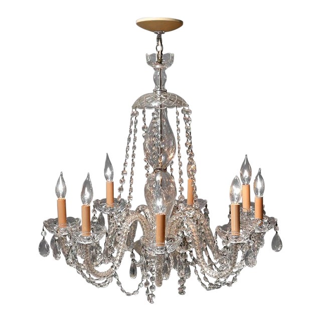 Oversized Vintage Continental Cut & Strung Nine-Light Chandelier, Circa 1910 For Sale
