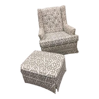 Nikole Swivel Glider and Skirted Ottoman For Sale
