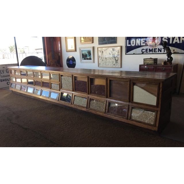 Antique Oak General Store Bean Counter Cabinet | Chairish