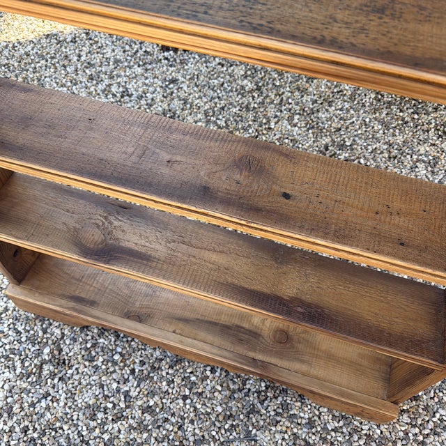 Vintage Rustic Pine Shallow Bookcase With Scalloped Detail For Sale In New York - Image 6 of 12