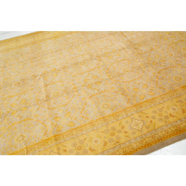 Handmade in Gray and Yellow Persian Tabriz Wool Rug With Floral Pattern For Sale In New York - Image 6 of 10