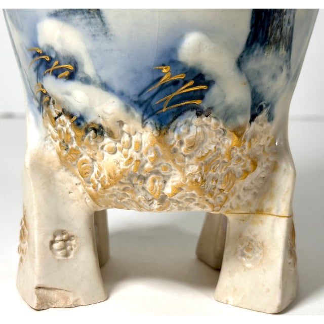 Ceramic Turn-Teplitz Alexandra Porcelain Works Ernst Wahliss Winter Snow Ice Curtain Vase c.1905-1910 For Sale - Image 7 of 15