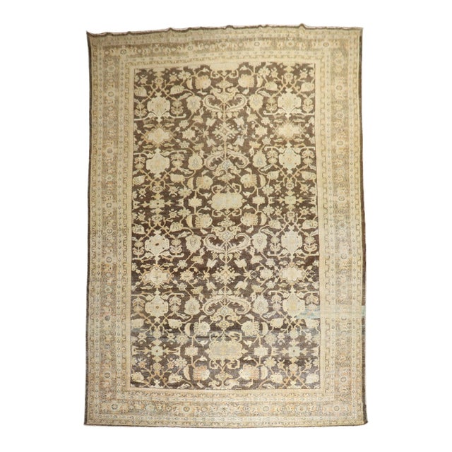 Antique Zabihi Collection Persian Mahal Brown Rug - 10'7" x 17'3" For Sale