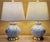Pair of Jonathan Y Holly Marbleized Ceramic Table Lamps in Blue & White For Sale - Image 4 of 18
