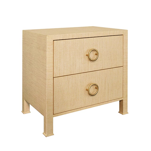 The sophisticated Edelman Two Drawer Side table in natural grass cloth is a&nbsp; beautifully neutral choice for the...