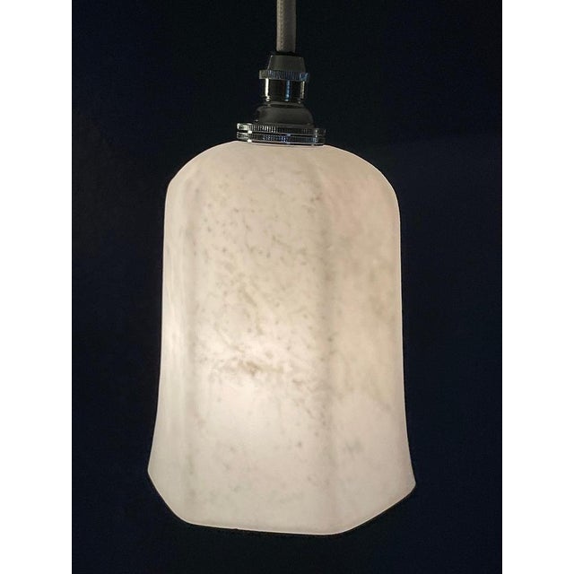 Glass White and Marbled Grey Pendant Lamp, 1920s For Sale - Image 7 of 7