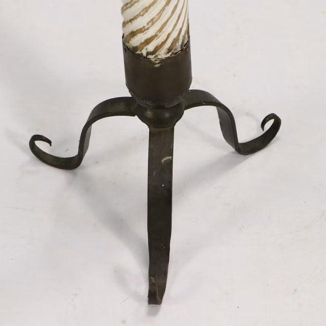 Spanish Baroque Style Twisted Wood & Iron Floor Candlesticks - Pair For Sale In Cincinnati - Image 6 of 7
