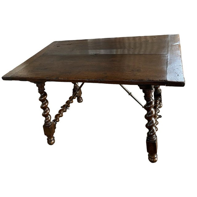 18th Century Italian Walnut Capretta Table with Barley Twist Lyre Legs For Sale - Image 9 of 13