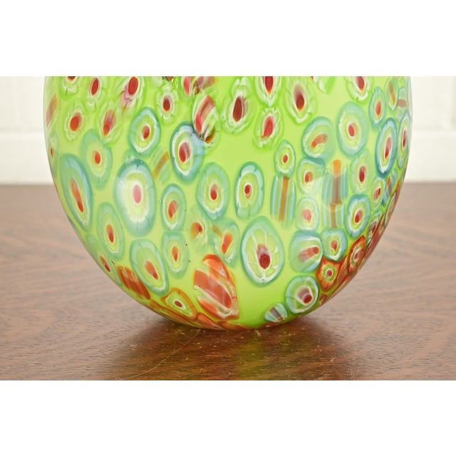 Lime Ann Primrose Cristalleria d'Arte Italian Millefiori Murano Glass Vase For Sale - Image 8 of 13