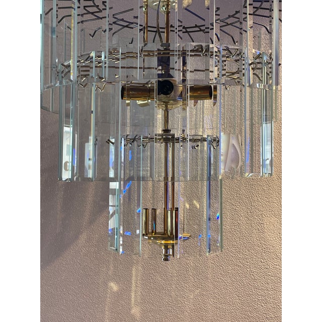 1960s 1960s Triple Tiered Glass Chandelier For Sale - Image 5 of 5