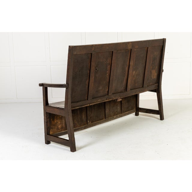 Brown Antique English Settle in Oak For Sale - Image 8 of 9