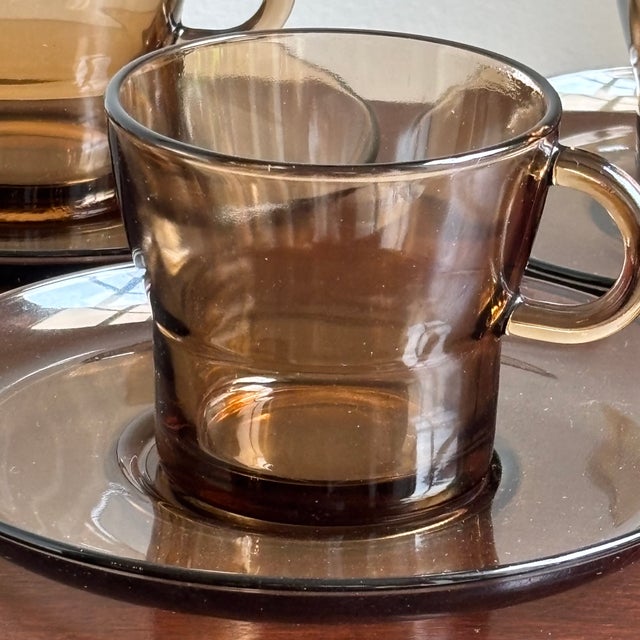 Mid 20th Century 1970s French Mid-Century Modern Glass Coffee Cups — Set of 6 For Sale - Image 5 of 10