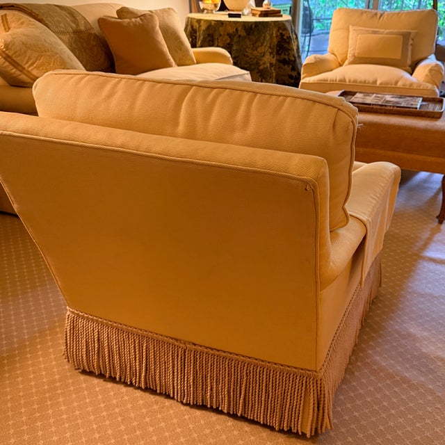 Buttercream Yellow Swivel Lounge Chair With Scalamandré Bullion Fringe-2 Available For Sale - Image 11 of 11