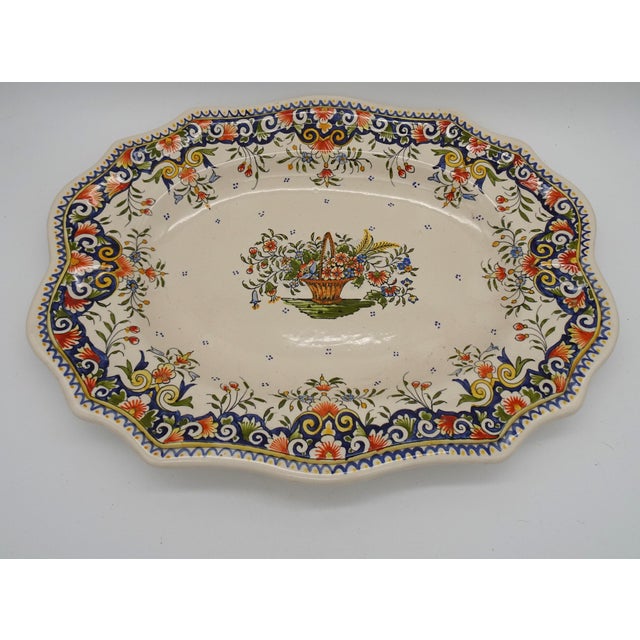 Large Vintage Hand Painted French Vieux Rouen Tureen with Charger, 1930s For Sale - Image 10 of 18