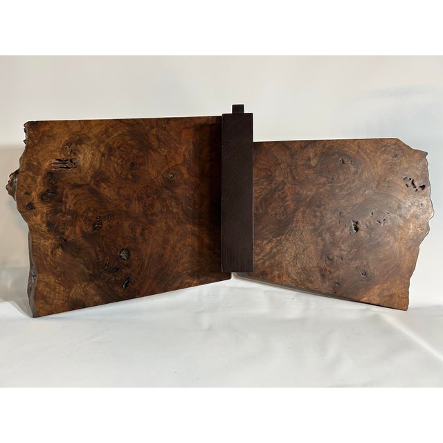 2000s Live Edge Enzo Custom Hanging Figured Claro Black Walnut Burl Double Shelf - 1 Piece For Sale In San Francisco - Image 6 of 11