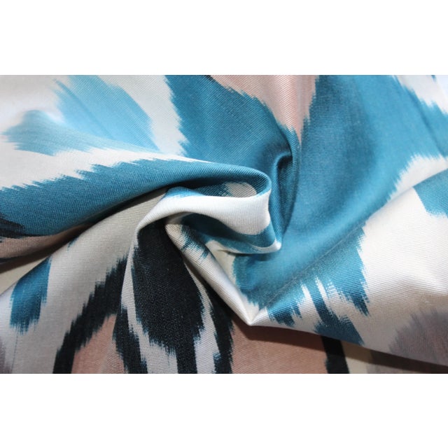 Sky Blue Contemporary Decorative Handmade Throw Silk Ikat Pillow For Sale - Image 8 of 10