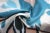 Sky Blue Contemporary Decorative Handmade Throw Silk Ikat Pillow For Sale - Image 8 of 10