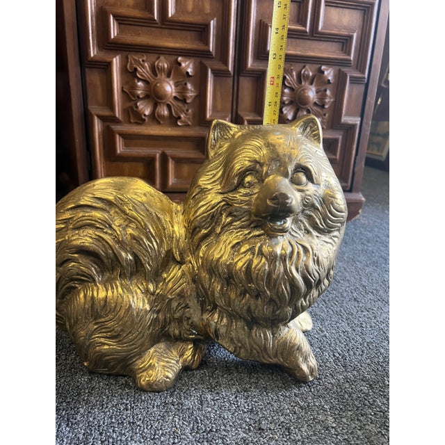 1960’s Brass Pomeranian Dog Statue For Sale - Image 6 of 10