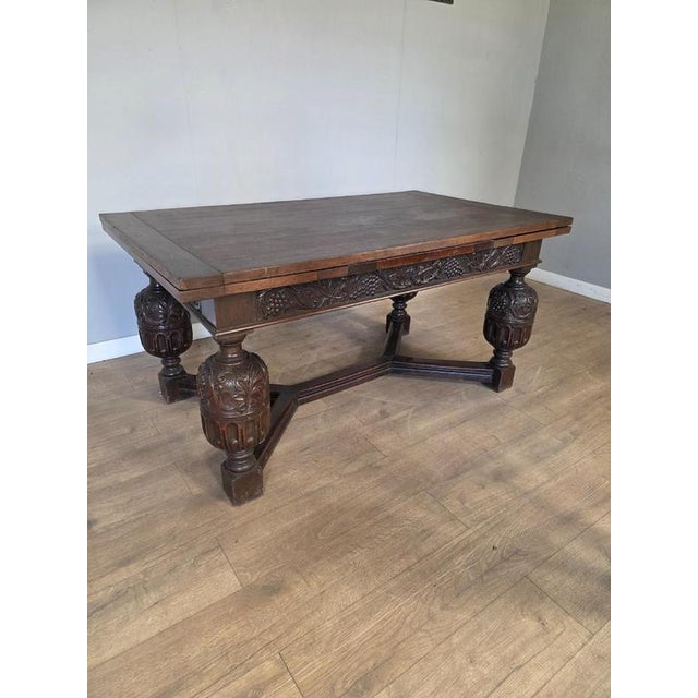 Large Antique Elizabethan Style Oak Extending Table For Sale - Image 9 of 9