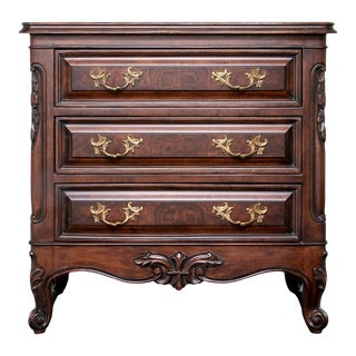 1990s High-End French Provincial Mahogany Stained Maple Nightstand, Refinished For Sale