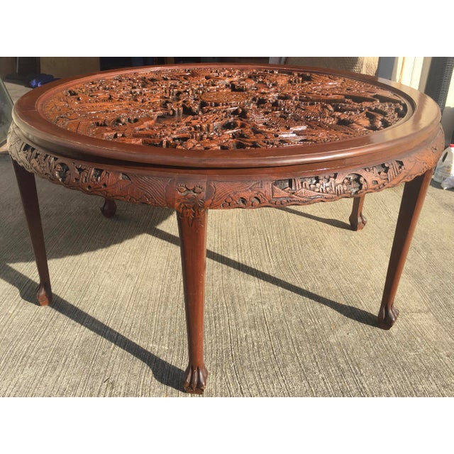 Round Highly Carved Chinese Dining Table Chairish
