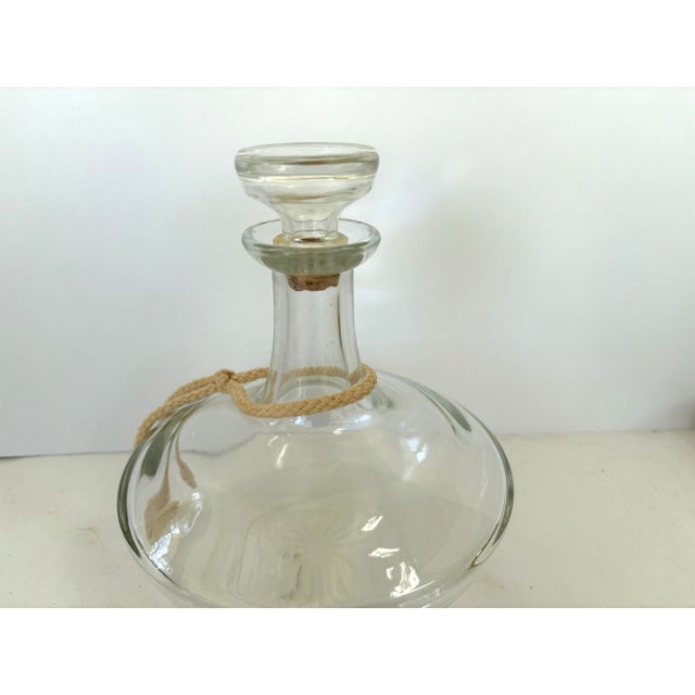 Vintage Nautical-Style Clear Glass Decanter With Rope Accent and Original Stopper For Sale - Image 4 of 8